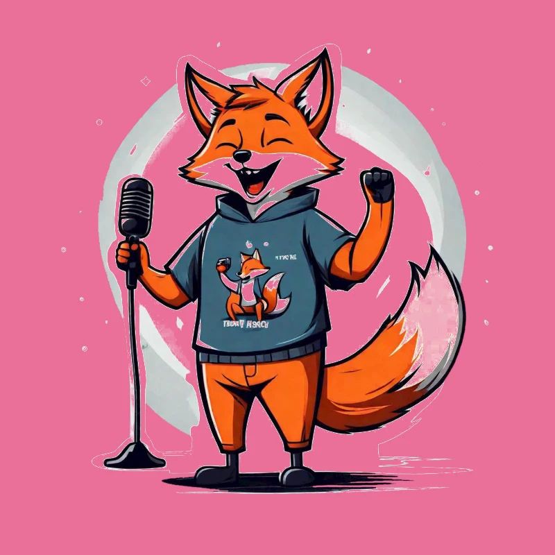 Singing fox singer with microphone
