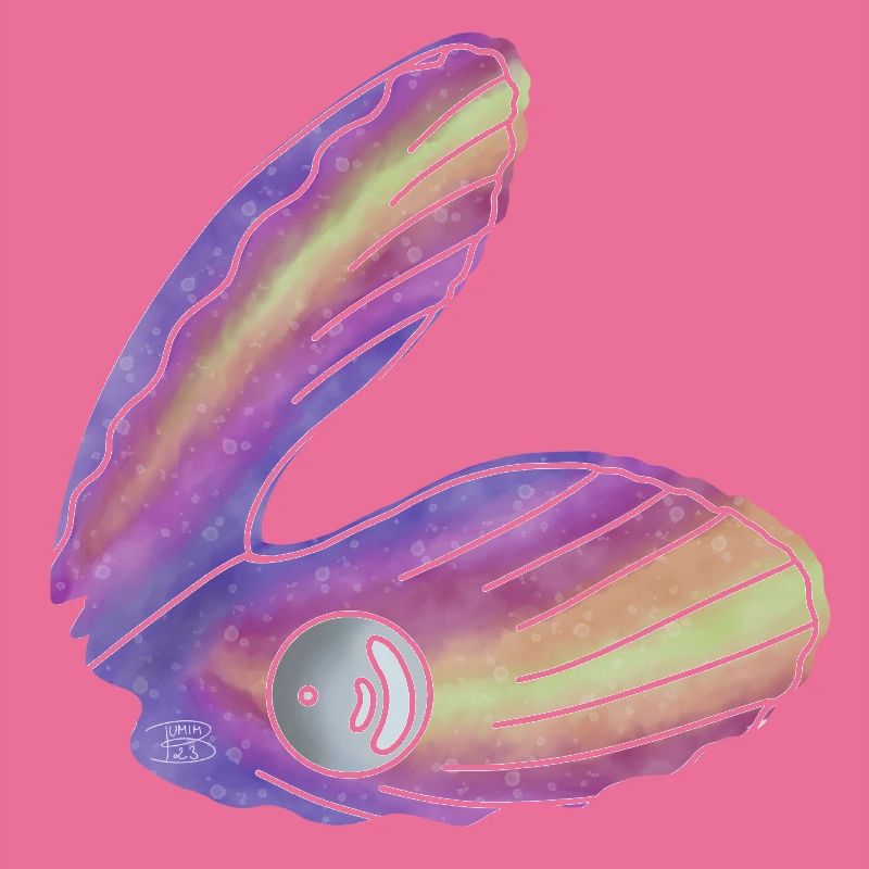 « Shell with Pearl », Boho Line Art Design, Shells