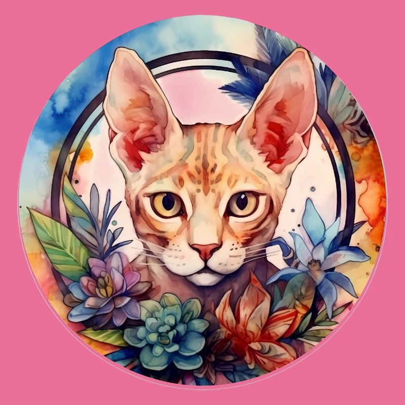 Devon Rex Cat Boho Style, Love Cats