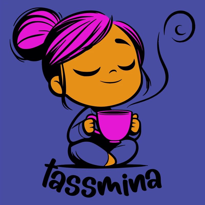 Tassmina enspannt mit einer Tasse Tee oder Kaffee