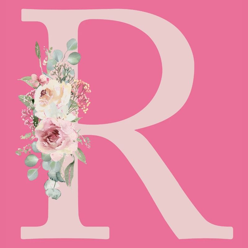 R| Monogramme | Eucalyptus Pastel Fleur Bleu