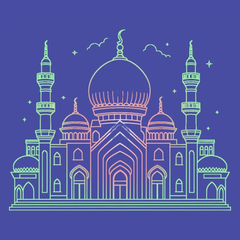 Moschee Stern Halbmond stilisiert grün oder schwarz