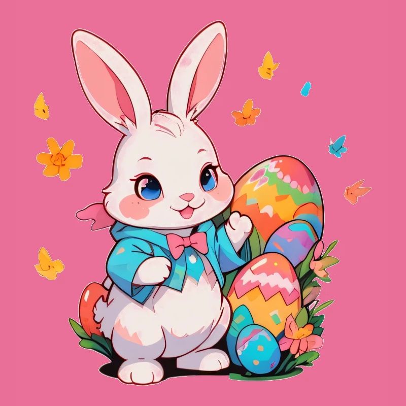 Easter Bunny with Multiple Eggs