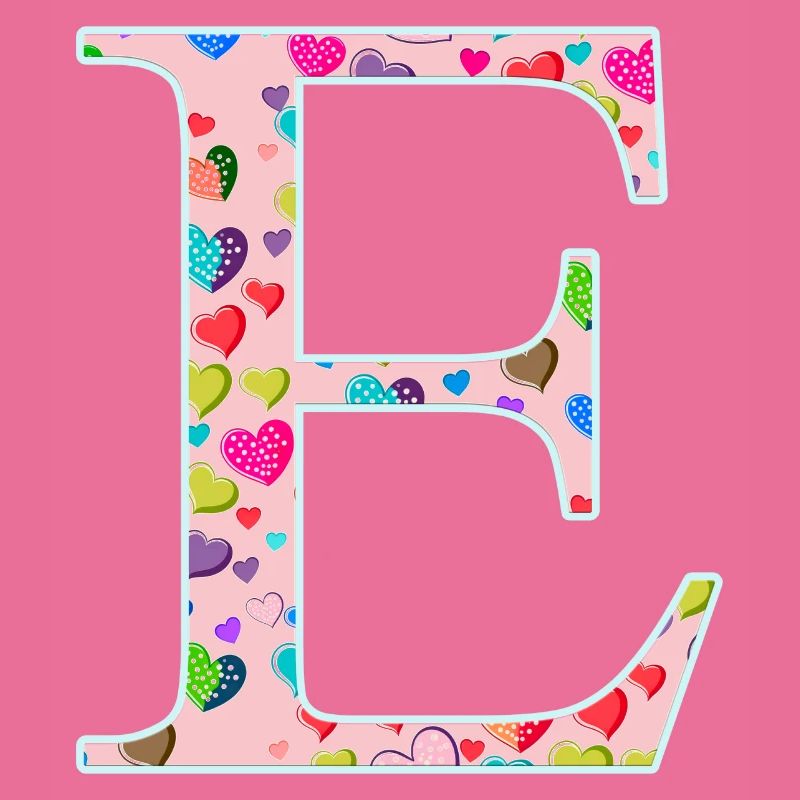 Customizable Monogram E Heart Pattern
