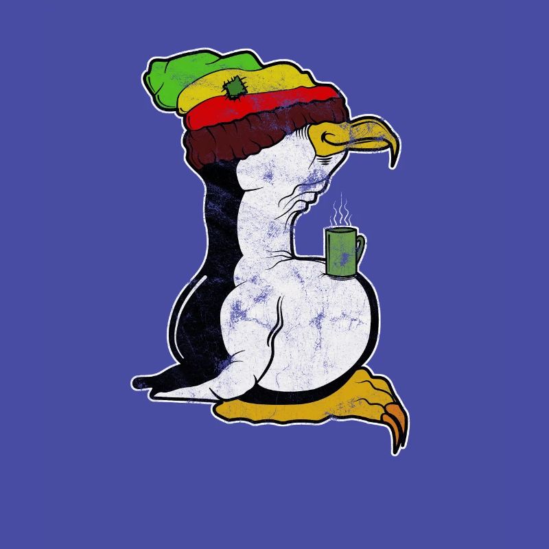 Tux Linux Penguin Coffee Break Computer Nerd Retro