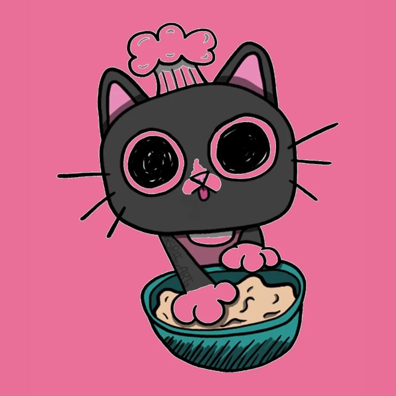 Kitty making Biscuits Cat Black