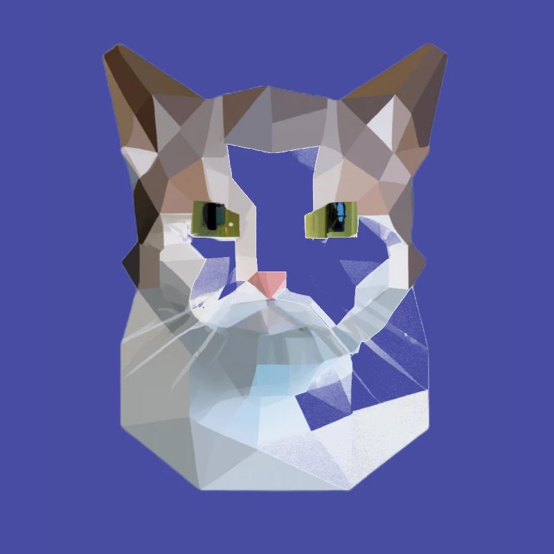 chat mignon bas poly chat blanc gris