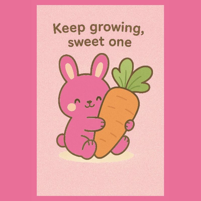 Kawaii Bunny Hugging Giant Carrot