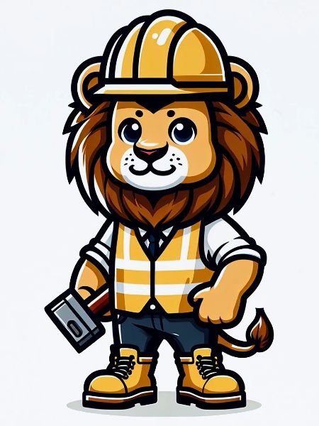Cute Lion Construction Worker