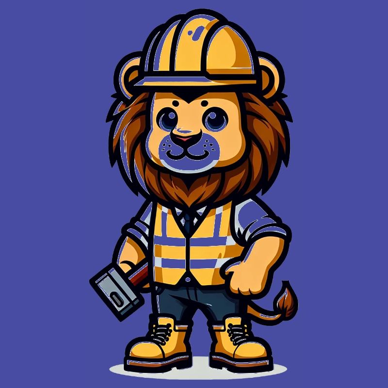 Cute Lion Construction Worker
