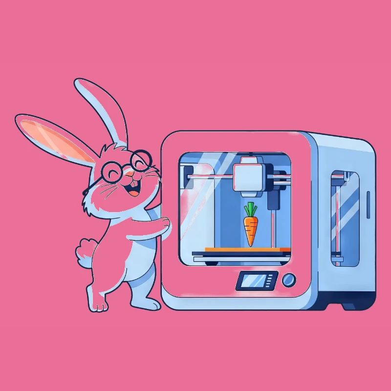 Funny Rabbit Nerd Programmer 3D Printer