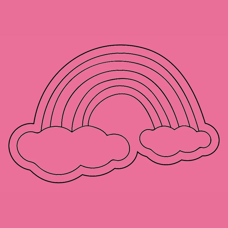 Minimalist rainbow on clouds