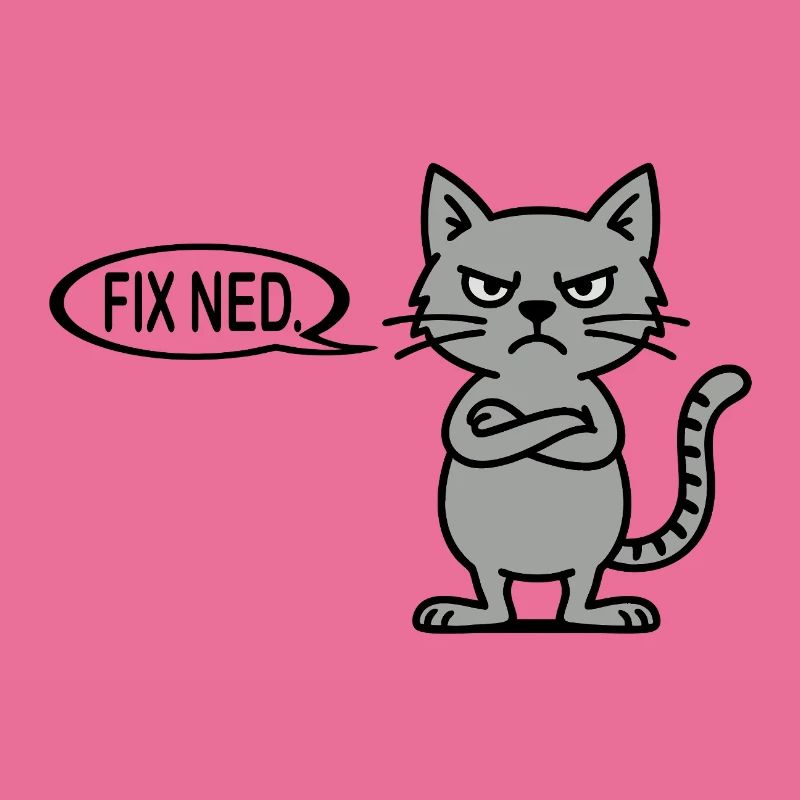 Angry cat with speech bubble - fix ned dialect