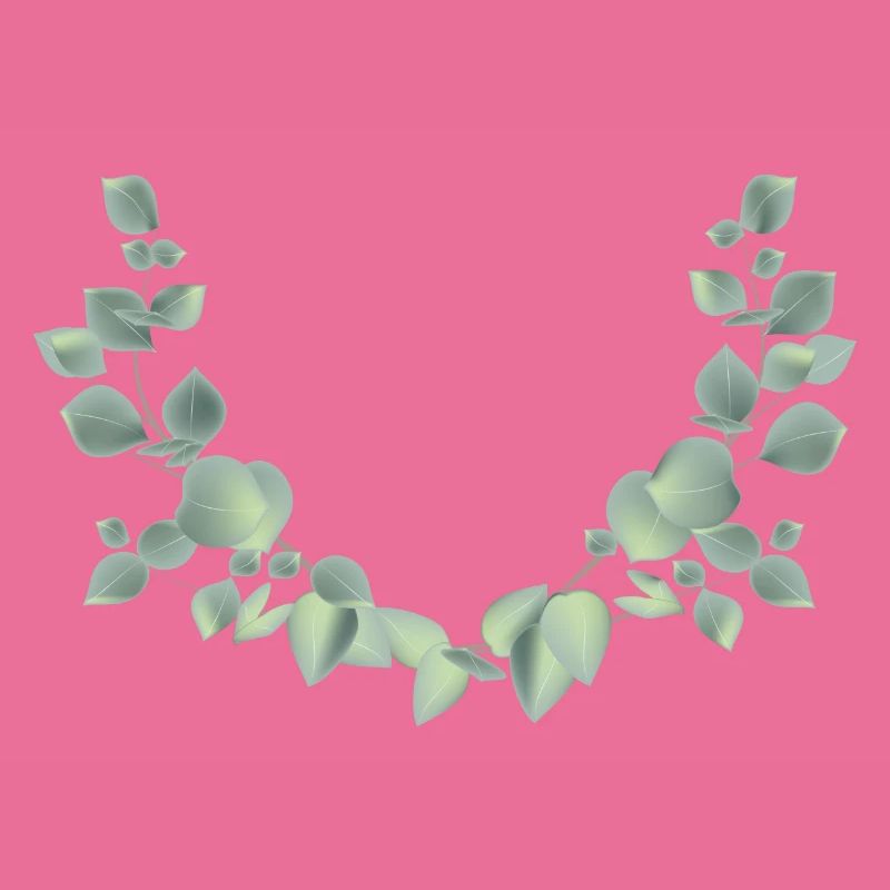 delicate eucalyptus branches as a half wreath