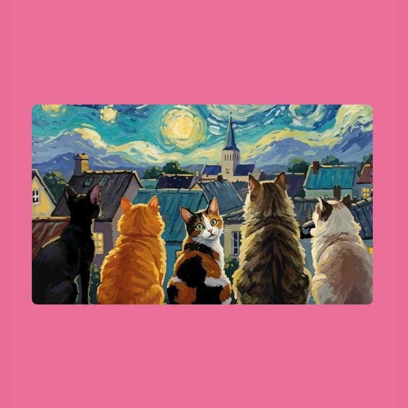 Cat Symphony Over Starry Rooftops