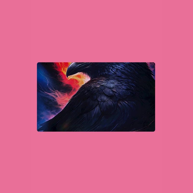 Corbeau devant la lune de feu