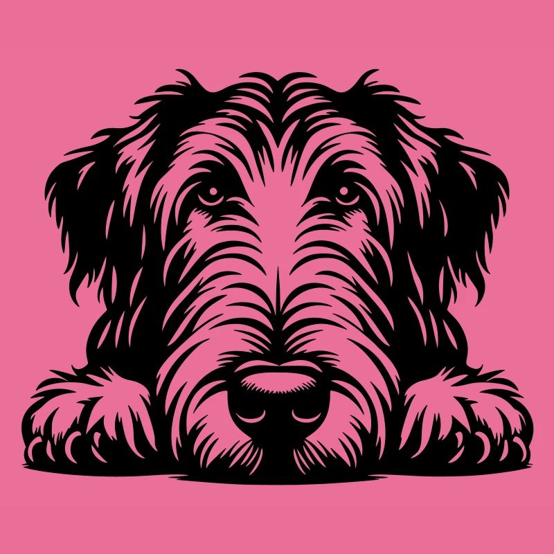 Irish Wolfhound Head with Paws