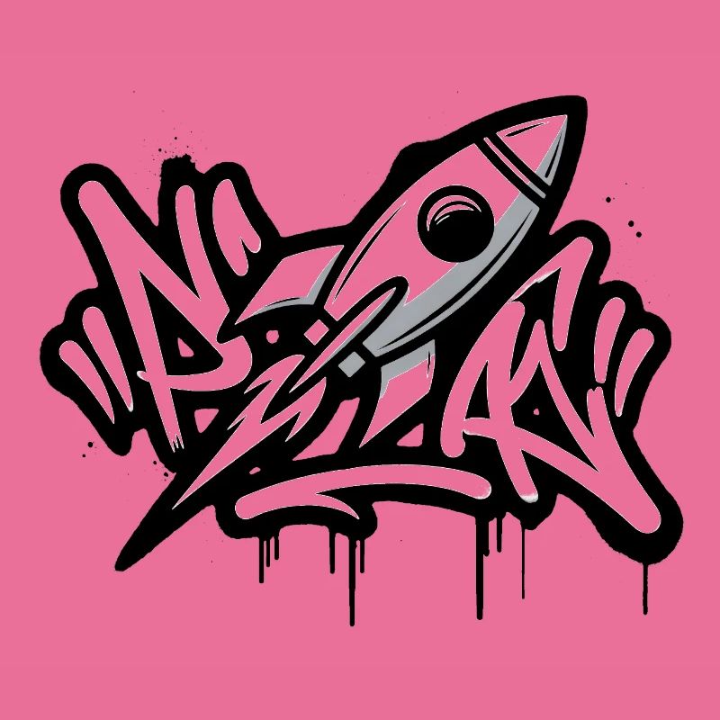 Graffiti rocket in black and white