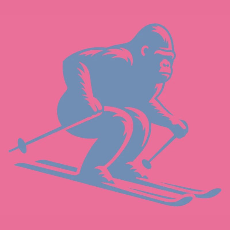 Monkey Gorilla Chimpanzee Ski Silhouette Design