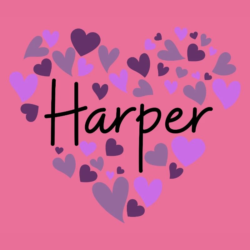 Conception du nom Harper avec des cœurs violets en forme de cœur