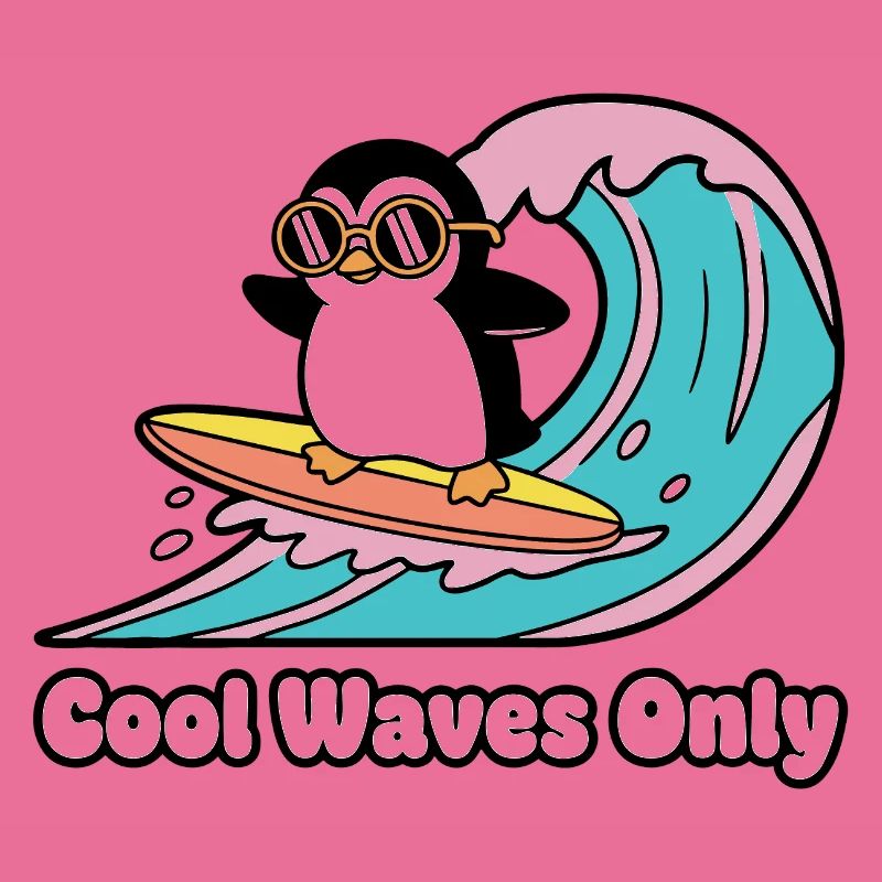 Penguin Surfer Wave Magic