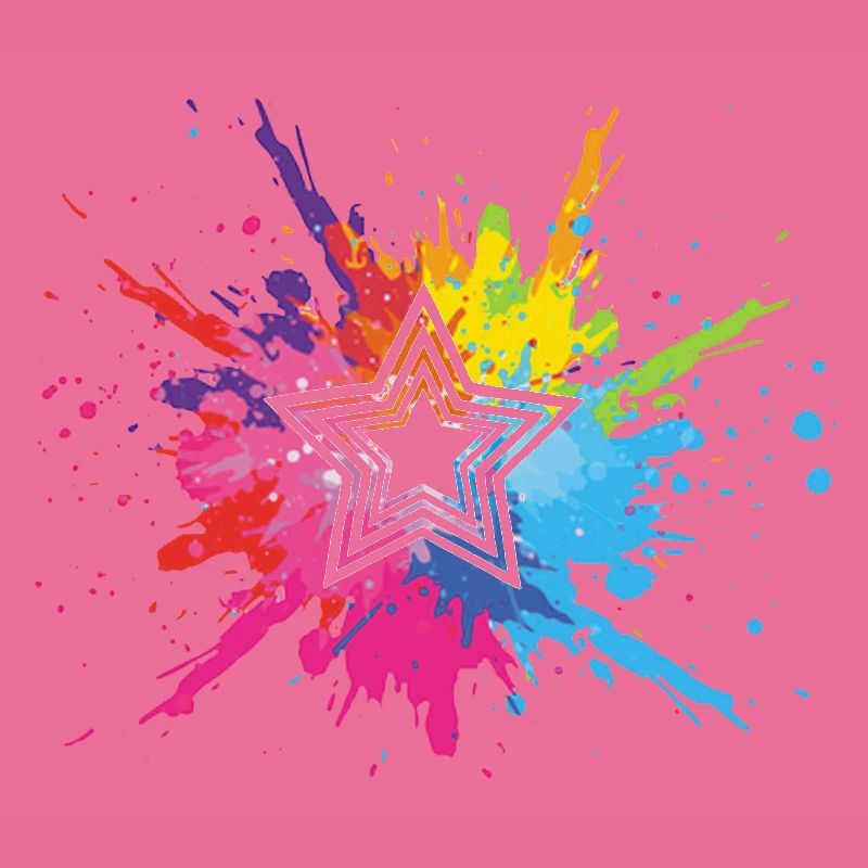 étoile blanche et explosion multicolore