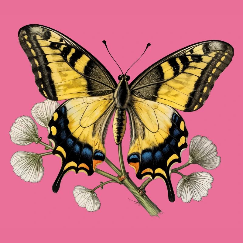 Papillon Machaon - gravure dessin