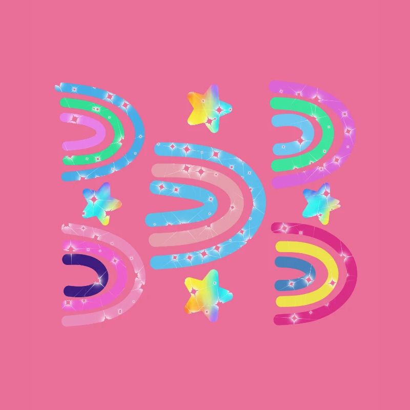 Glitter Rainbow Star Pattern