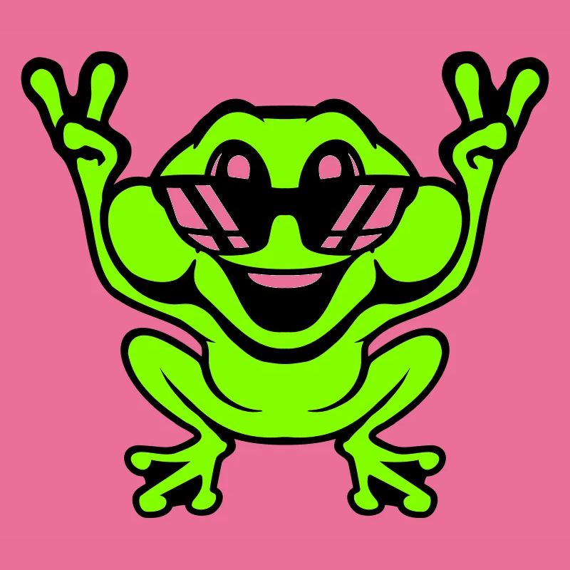 Frog Toad Cool Sunglasses Victory Peace Hands