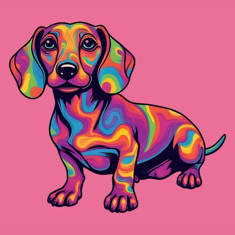 Teckel psychédélique Explosion de couleurs Pop Art