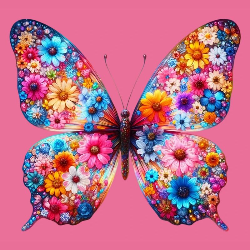 Papillon décoré de fleurs