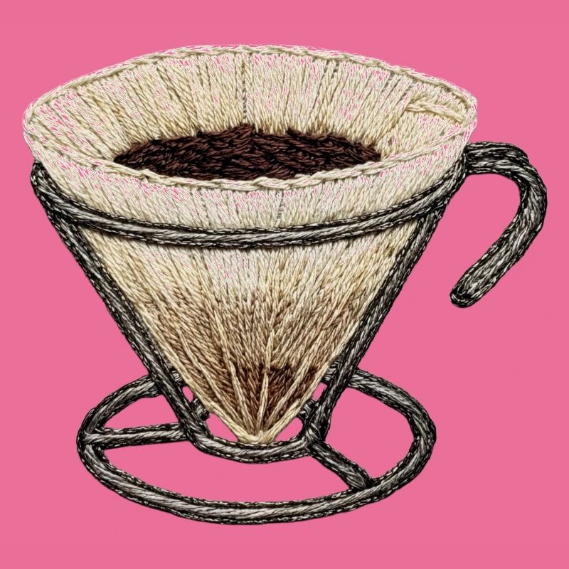 Embroidered coffee filter – coffee nerd (printed)