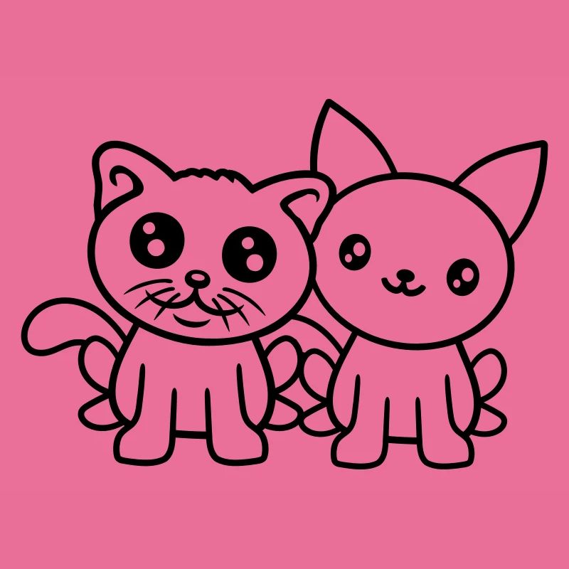 2 chats amis équipe équipage deux chatons de compagnie