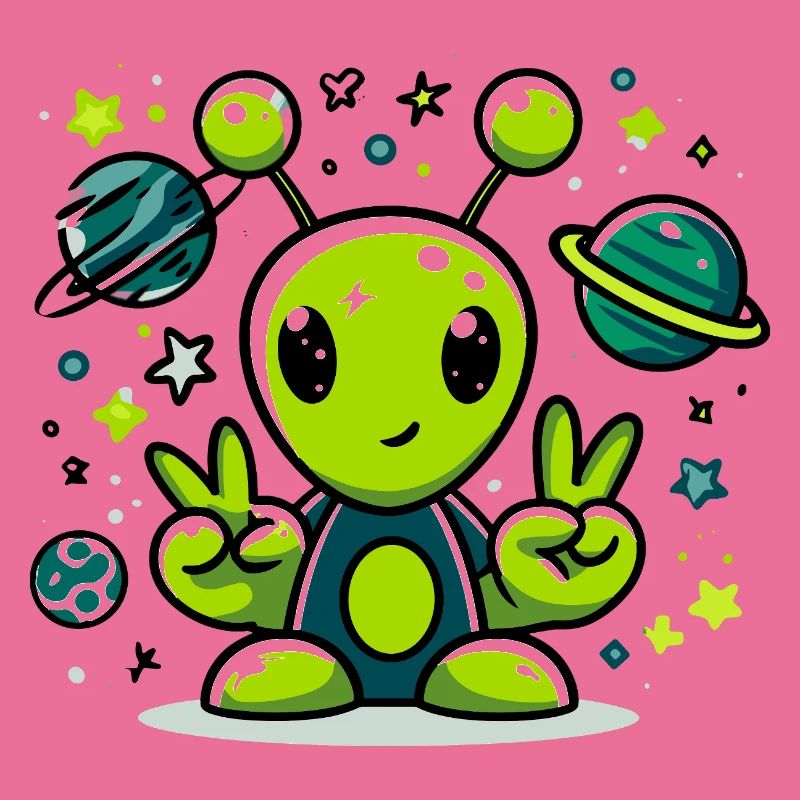 Extraterrestre vert dans l’espace