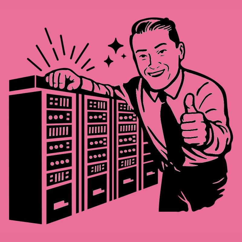 Rétro IT Admin Smiling – Support technique vintage