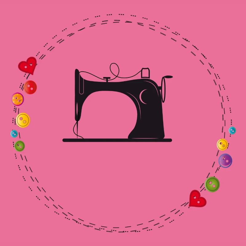 nostalgic stylized sewing machine with buttons