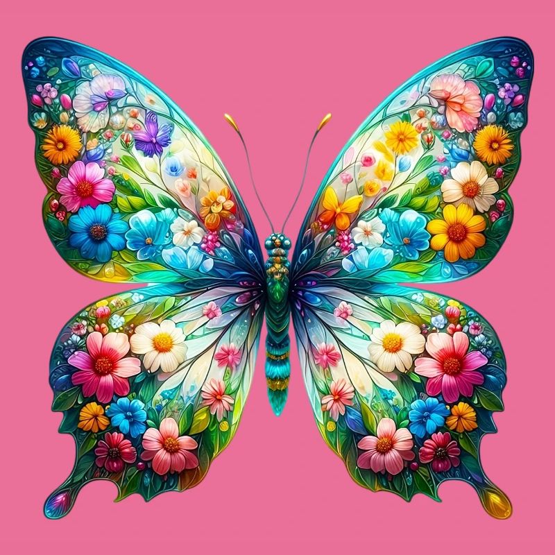Papillon décoré de fleurs