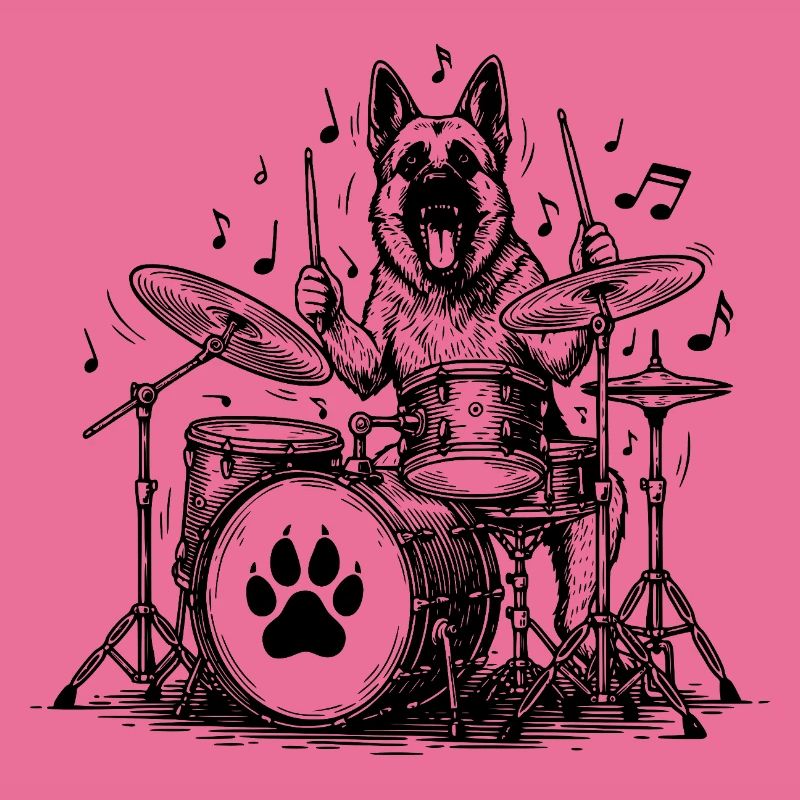 German Shepherd Drummer Art