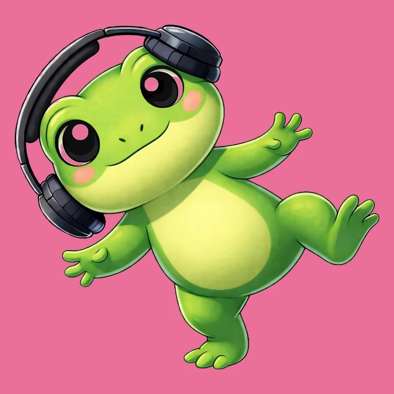 Crapaud grenouille mignon avec une technologie de danse casque