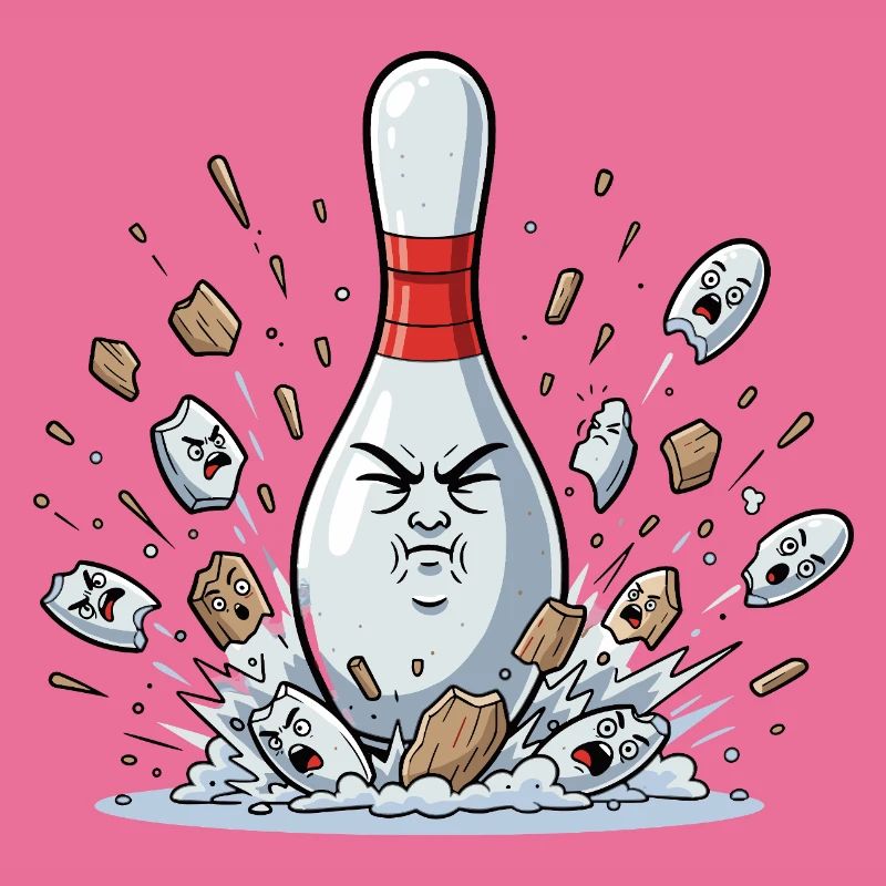 Exploding Bowling Pin Cartoon