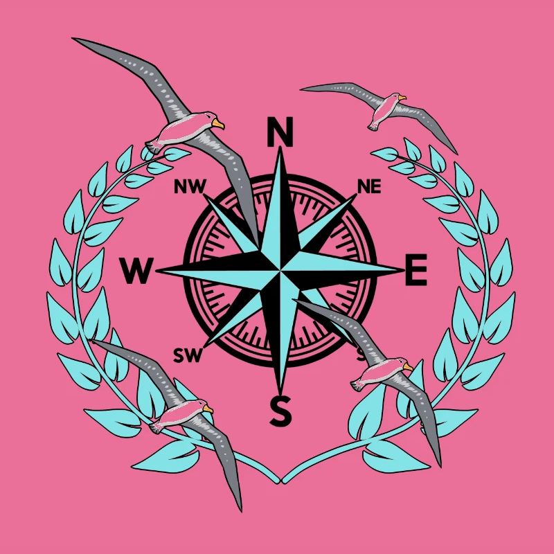 Kompass Windrose Möwen Nautik Maritim Seefahrt