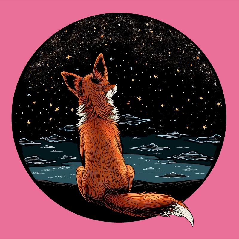 Fuchs mit Sternenhimmel