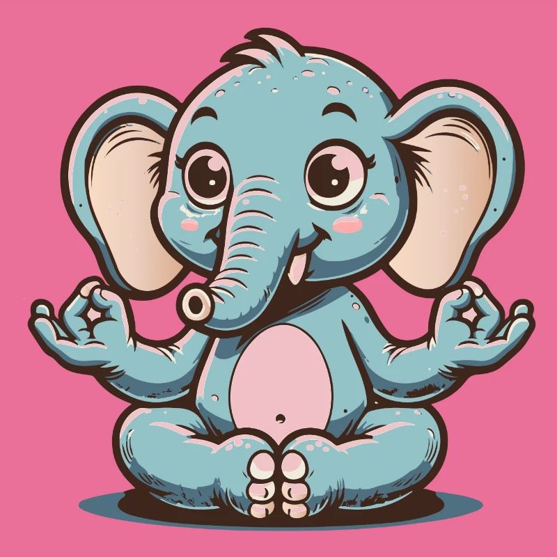 Cute blue elephant doing yoga