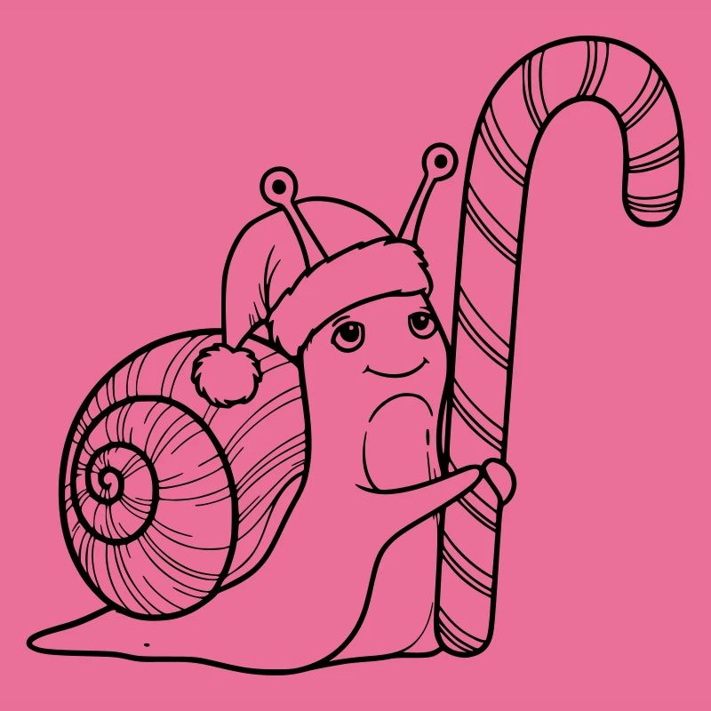 Escargot de Noël doux avec canne d’orge d’orge
