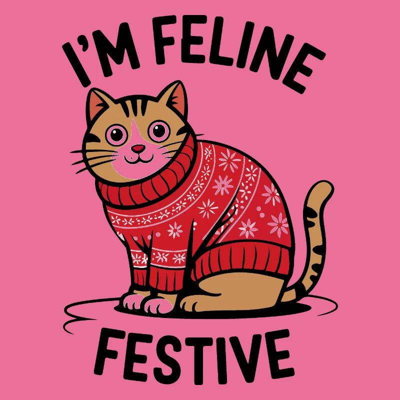 Festliche Katze mit Weihnachtspullover