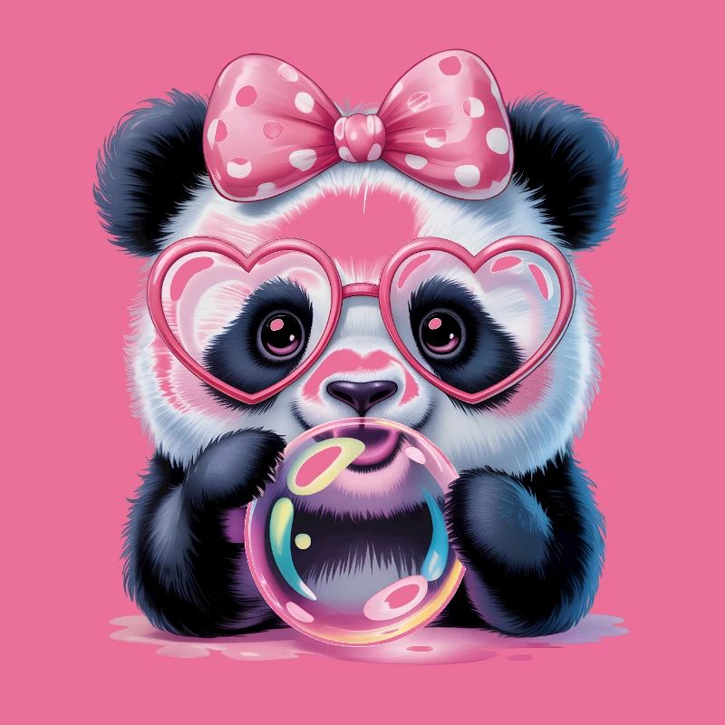 Cute Panda with Goggles and a Soap Bubble