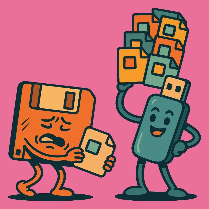 Floppy Disk vs USB Drive Retro Tech Sarcasm