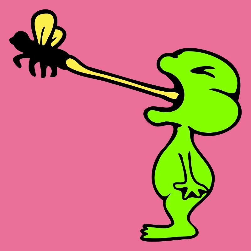 Frog catches fly tongue mosquito eat hunger toad