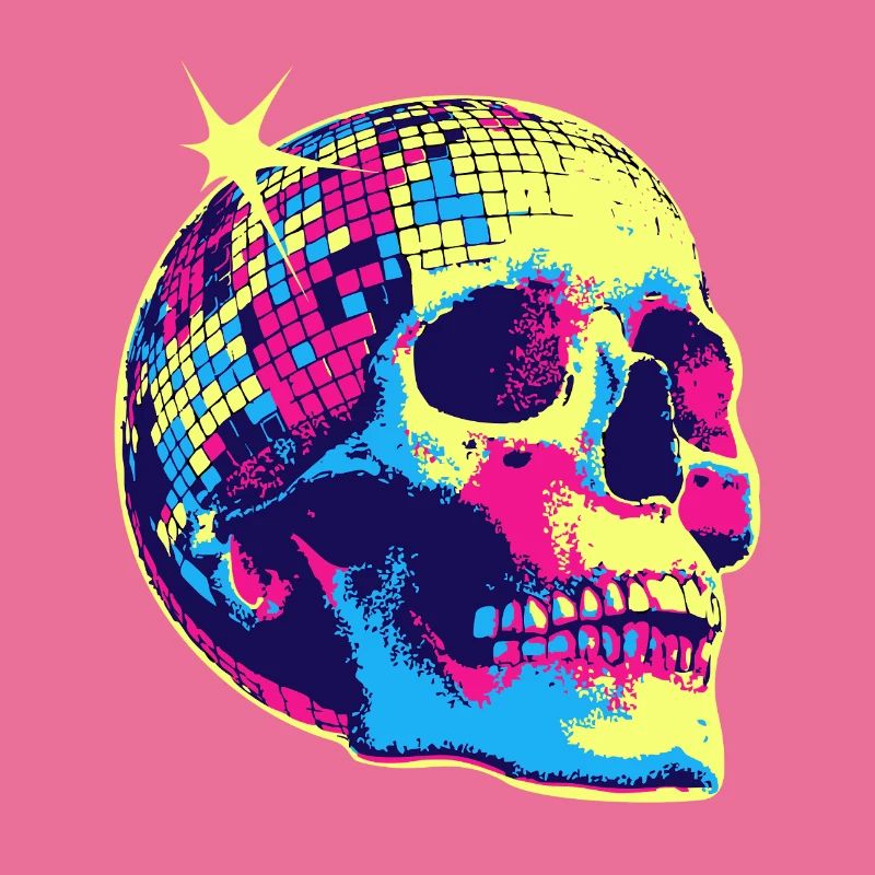 Neon Disco Skull