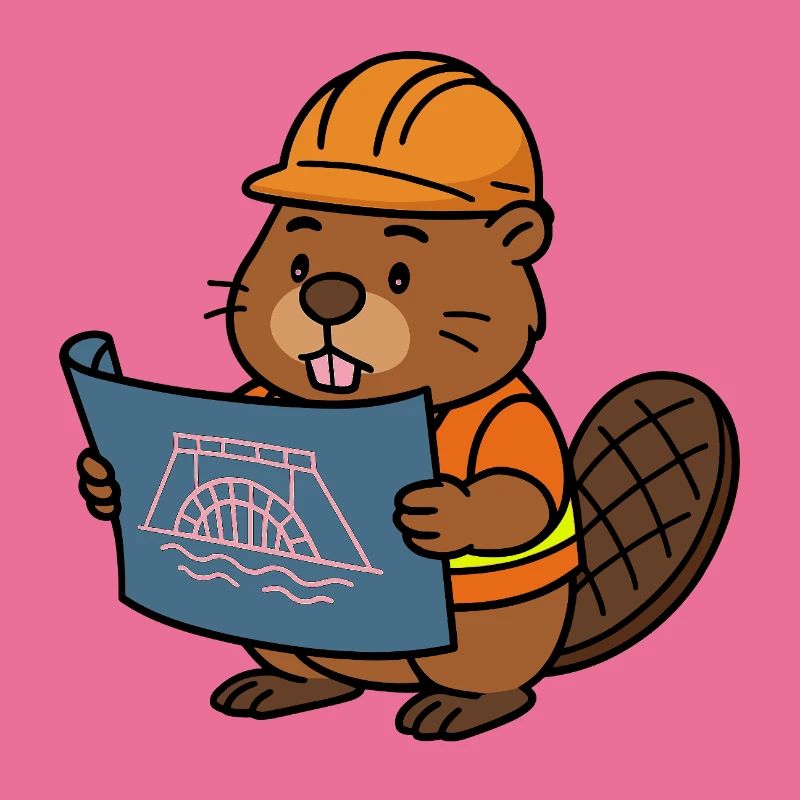Beaver Construction Worker Bob Master Builder Plan Construction Dam